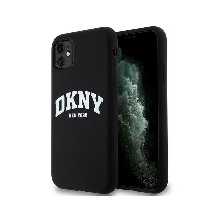DKNY DKHMN61SNYACH iPhone 11 / Xr 6.1"czarny/black hardcase Liquid Silicone White Printed Logo MagSafe na NearMe.pl
