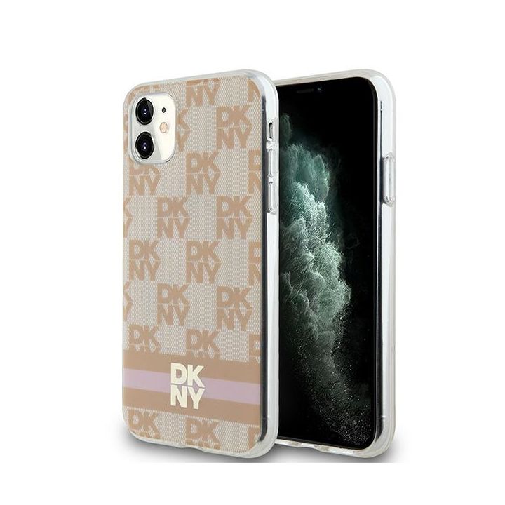 DKNY DKHMN61HCPTSP iPhone 11 / Xr6.1" różowy/pink hardcase IML Checkered Mono Pattern & Printed Stripes MagSafe na NearMe.pl