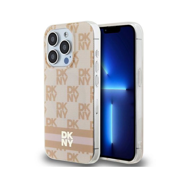 DKNY DKHMP15XHCPTSP iPhone 15 Pro Max6.7" różowy/pink hardcase IML Checkered Mono Pattern & Printed Stripes MagSafe na NearMe.pl