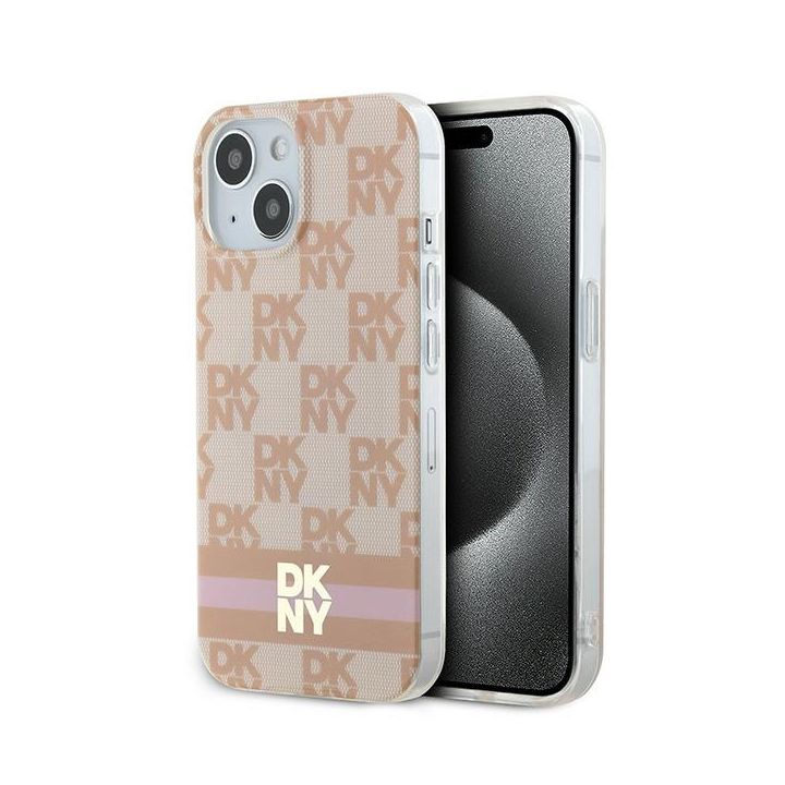 DKNY DKHMP15SHCPTSP iPhone 15 / 14 / 136.1" różowy/pink hardcase IML Checkered Mono Pattern & Printed Stripes MagSafe na NearMe.pl