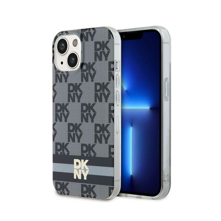 DKNY DKHMP14SHCPTSK iPhone 14 / 15 / 136.1" czarny/black hardcase IML Checkered Mono Pattern & Printed Stripes MagSafe na NearMe.pl