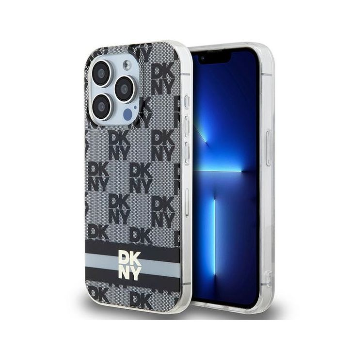 DKNY DKHMP14LHCPTSK iPhone 14 Pro6.1" czarny/black hardcase IML Checkered Mono Pattern & Printed Stripes MagSafe na NearMe.pl