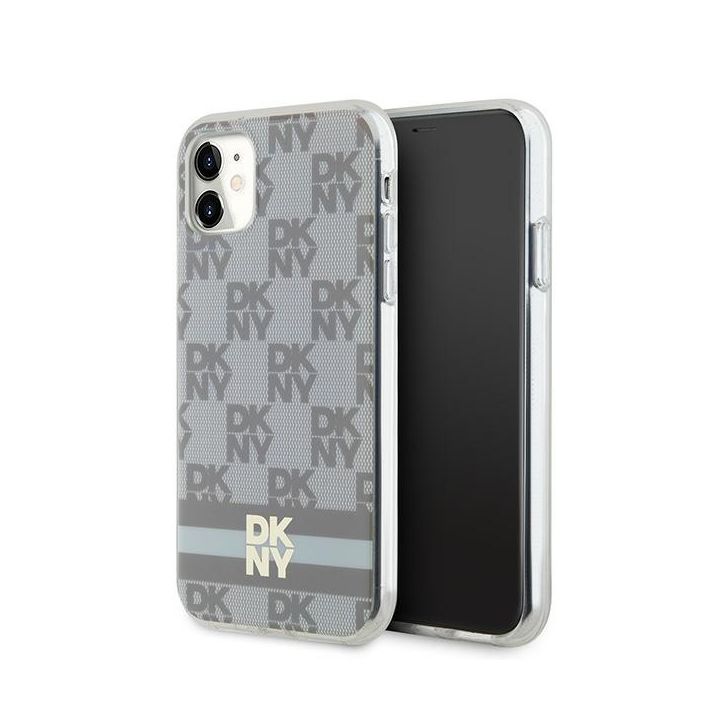 DKNY DKHMN61HCPTSE iPhone 11 / Xr6.1" beżowy/beige hardcase IML Checkered Mono Pattern & Printed Stripes MagSafe na NearMe.pl