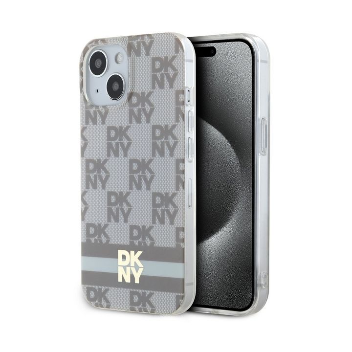 DKNY DKHMP15SHCPTSE iPhone 15 / 14 / 136.1" beżowy/beige hardcase IML Checkered Mono Pattern & Printed Stripes MagSafe na NearMe.pl