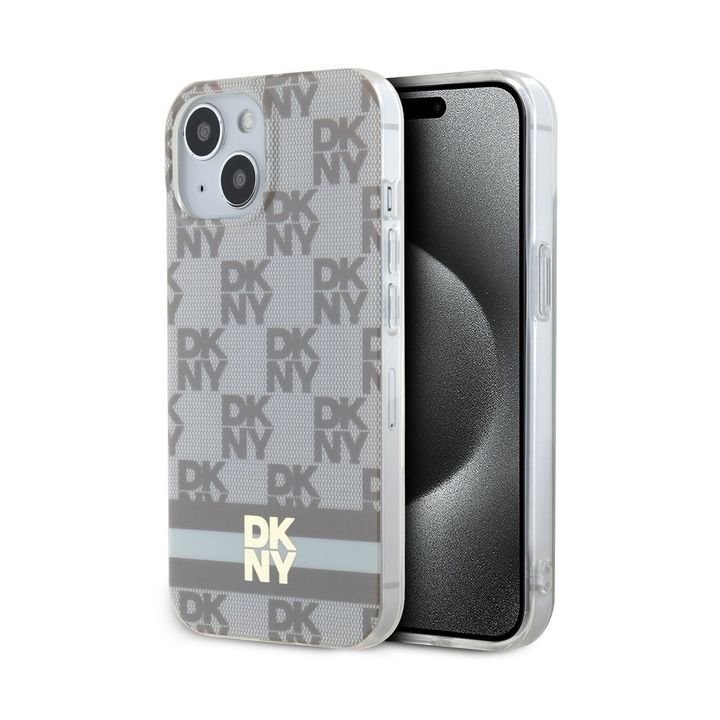 DKNY DKHMP15MHCPTSE iPhone 15 Plus /14 Plus 6.7" beżowy/beige hardcase IML Checkered Mono Pattern & Printed Stripes MagSafe na NearMe.pl
