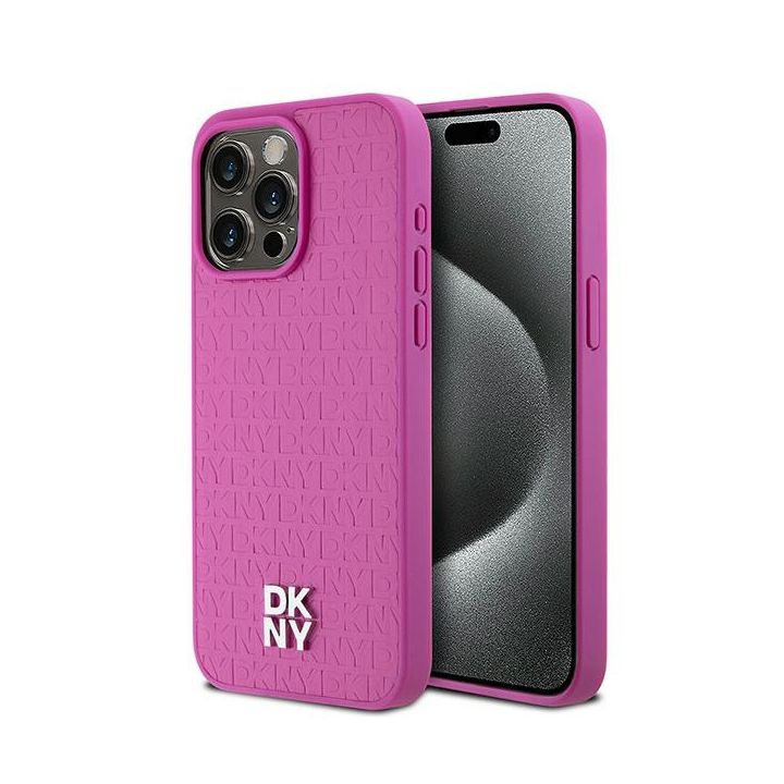 DKNY DKHMP15XPSHRPSP iPhone 15 Pro Max6.7" różowy/pink hardcase Leather Monogram Pattern Metal Logo MagSafe na NearMe.pl