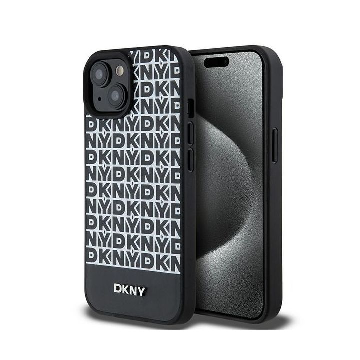 DKNY DKHMP15SPSOSPK iPhone 15 / 14 / 136.1" czarny/black hardcase Leather Printed Pattern Metal Logo MagSafe na NearMe.pl