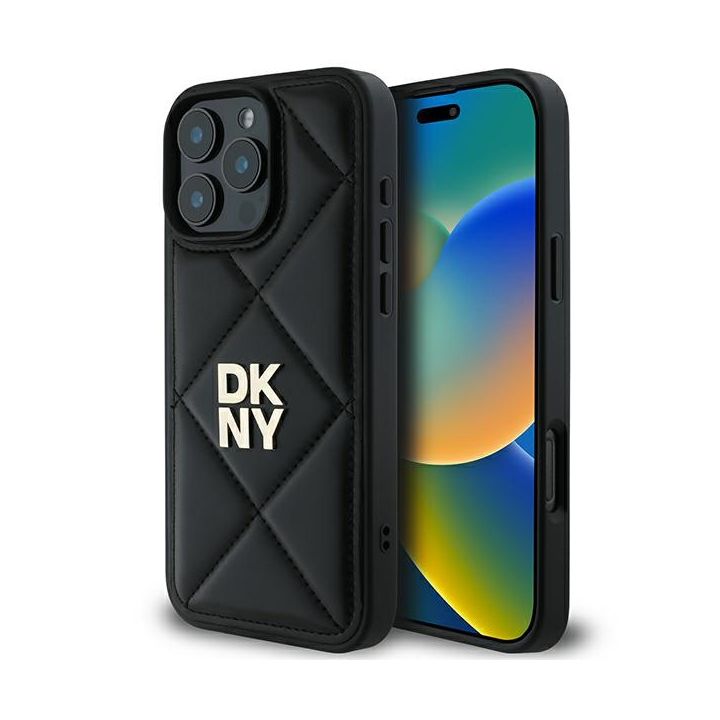 DKNY DKHCP16LPQDSLK iPhone 16 Pro 6.3"czarny/black Quilted Stack Logo na NearMe.pl