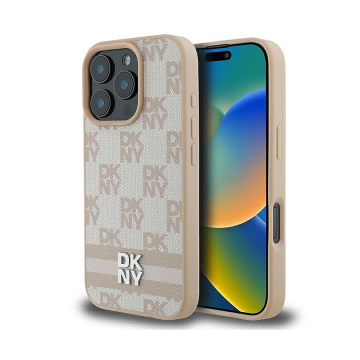 DKNY DKHCP16LPCPTSSP iPhone 16 Pro 6.3"różowy/pink hardcase Checkered Pattern & Printed Stripes na NearMe.pl