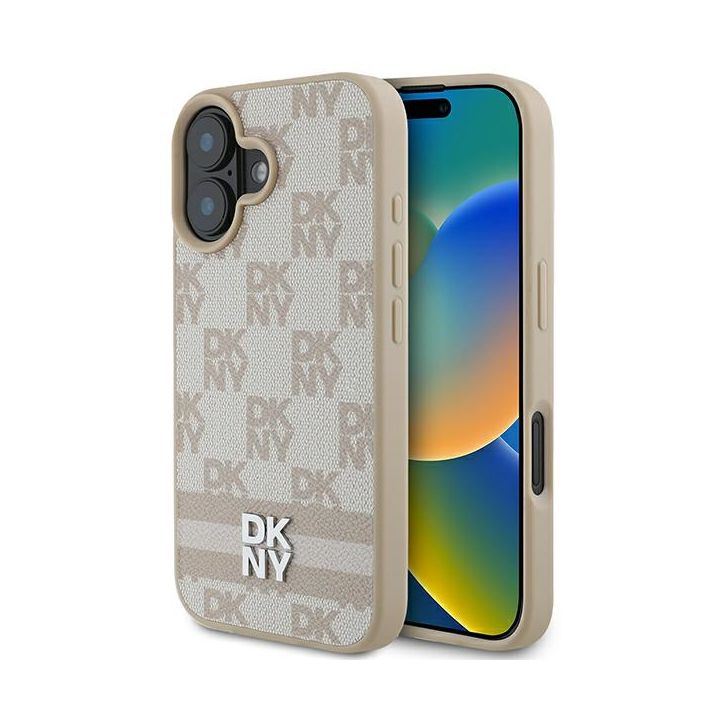 DKNY DKHCP16SPCPTSSP iPhone 16 6.1"różowy/pink hardcase Checkered Pattern & Printed Stripes na NearMe.pl