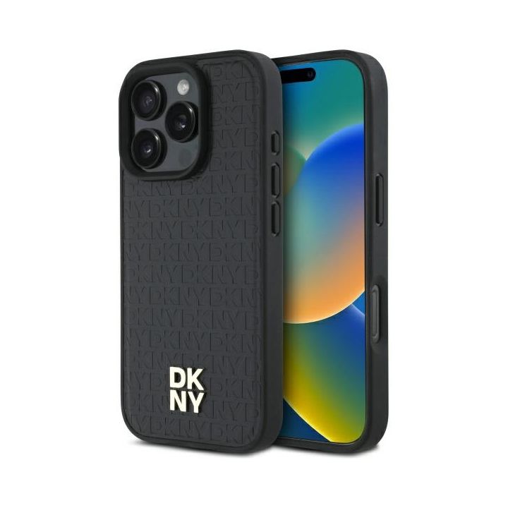 DKNY DKHMP16XPSHRPSK iPhone 16 Pro Max   6.9" hardcase czarny/black Repeat Pattern Stack Logo MagSafe na NearMe.pl