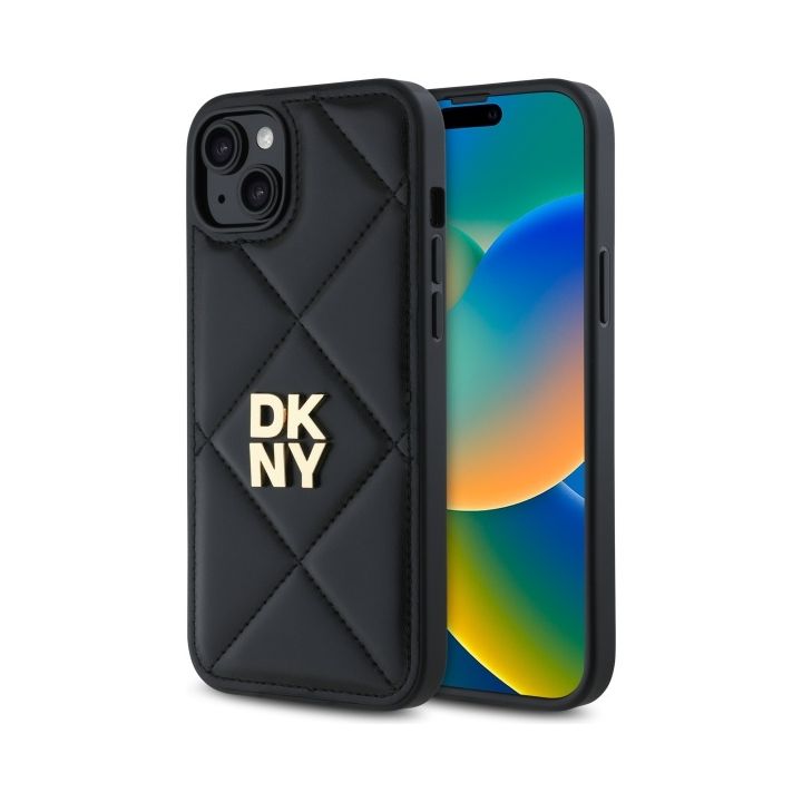 DKNY DKHCP15MPQDSLK iPhone 15 Plus 6.7"  czarny/black Quilted Stack Logo na NearMe.pl