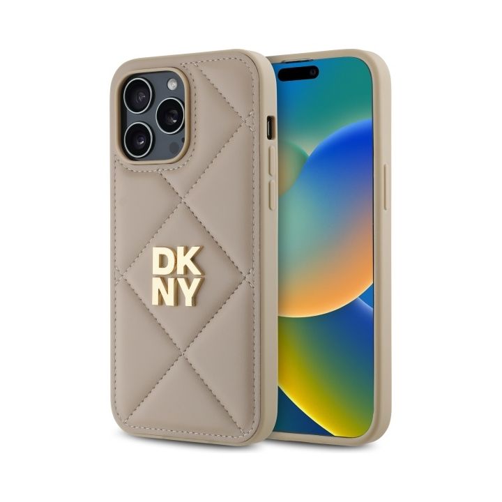 DKNY DKHCP14LPQDSLE iPhone 14 Pro 6.1"   beżowy/beige Quilted Stack Logo na NearMe.pl