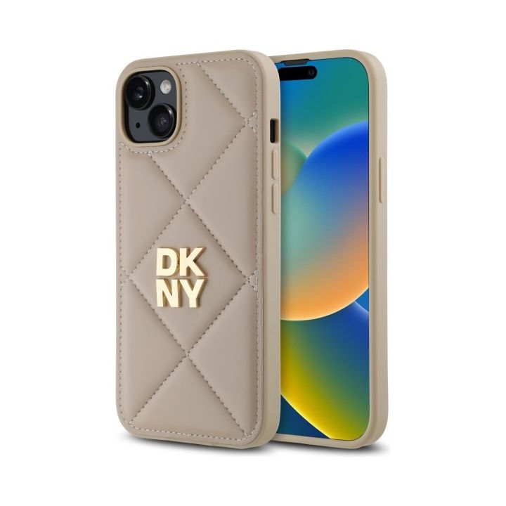 DKNY DKHCP15MPQDSLE iPhone 15 Plus 6.7"  beżowy/beige Quilted Stack Logo na NearMe.pl