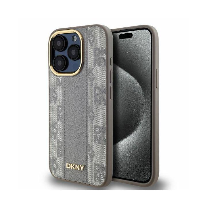 DKNY DKHMP15XPCPVSLE iPhone 15 Pro Max6.7" beżowy/beige hardcase Leather Checkered Mono Pattern MagSafe na NearMe.pl