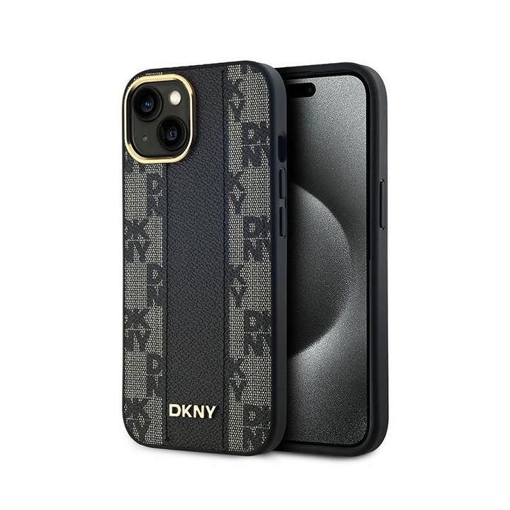 DKNY DKHMP15MPCPVSLK iPhone 15 Plus /14 Plus 6.7" czarny/black hardcase Leather Checkered Mono Pattern MagSafe na NearMe.pl