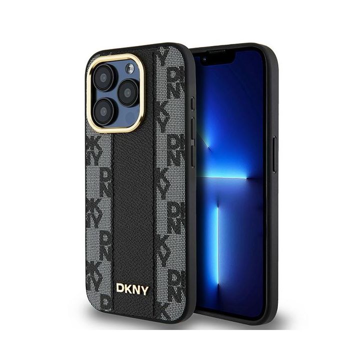 DKNY DKHMP15LPCPVSLK iPhone 15 Pro6.1" czarny/black hardcase Leather Checkered Mono Pattern MagSafe na NearMe.pl