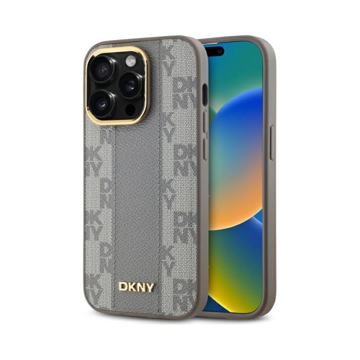 DKNY DKHMP14LPCPVSLE iPhone 14 Pro6.1" beżowy/beige hardcase Leather Checkered Mono Pattern MagSafe na NearMe.pl
