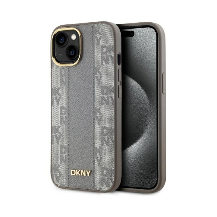 DKNY DKHMP15MPCPVSLE iPhone 15 Plus6.7" beżowy/beige hardcase Leather Checkered Mono Pattern MagSafe na NearMe.pl
