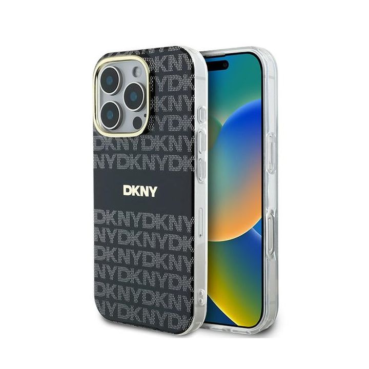 DKNY DKHMP16LHRHSEK iPhone 16 Pro6.3" czarny/black hardcase Repeat Texture Pattern With Stripe na NearMe.pl