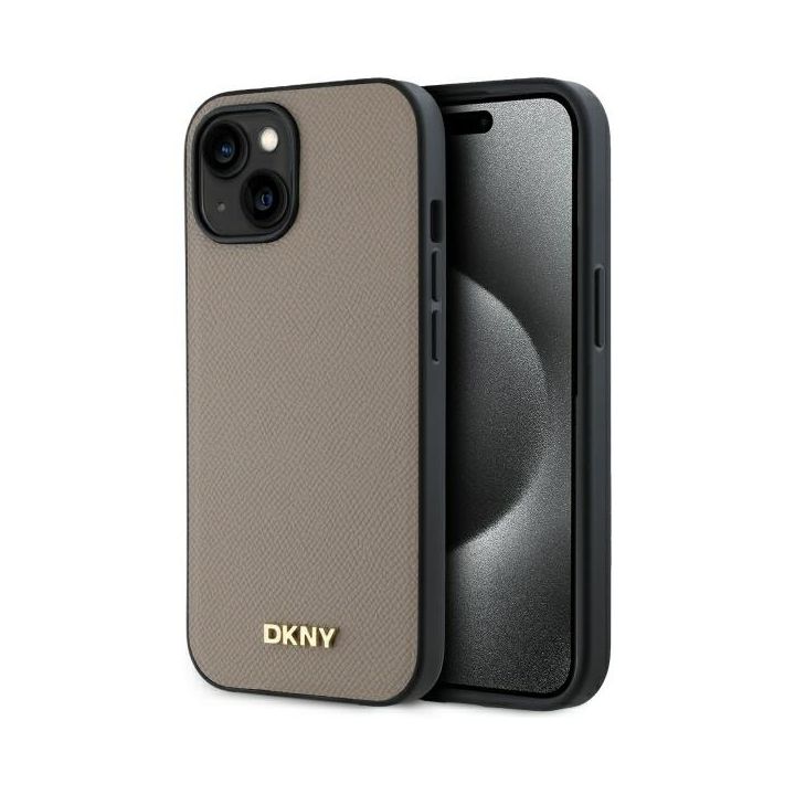 DKNY DKHMP15SPGHLME iPhone 15 6.1"       beżowy/beige hardcase Grained Metal Logo MagSafe na NearMe.pl