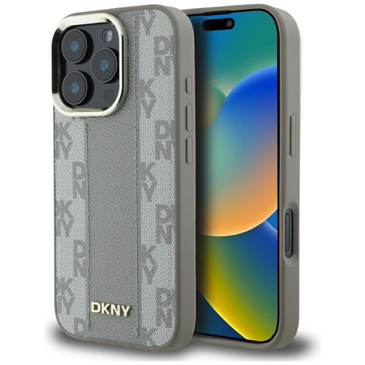 Etui DKNY Checkered Pattern Magsafe do   iPhone 16 Pro beżowy na NearMe.pl