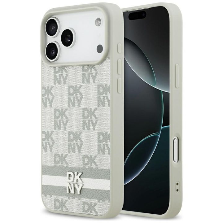 Etui DKNY Checkered with Printed Stripes do iPhone 17 Pro Max beżowy na NearMe.pl