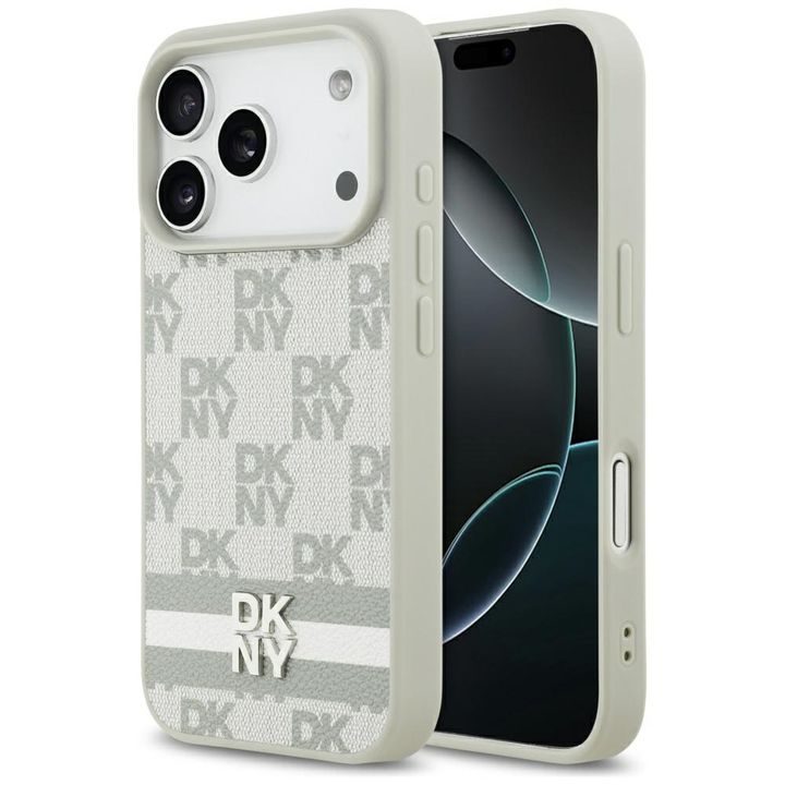 Etui DKNY Checkered with Printed Stripes do iPhone 17 Pro beżowy na NearMe.pl