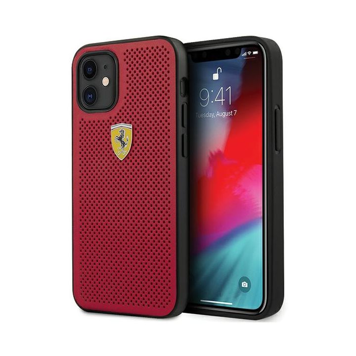 Ferrari FESPEHCP12SRE iPhone12 mini  5,4" czerwony/red hardcase On Track Perforated na NearMe.pl