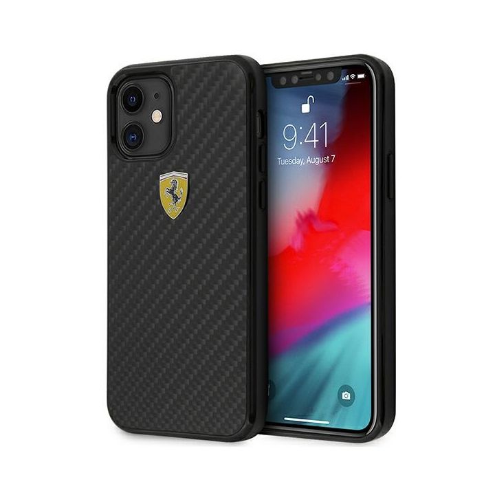 Ferrari FERCAHCP12SBK iPhone 12 mini 5,4" czarny/black hardcase On Track Real Carbon na NearMe.pl