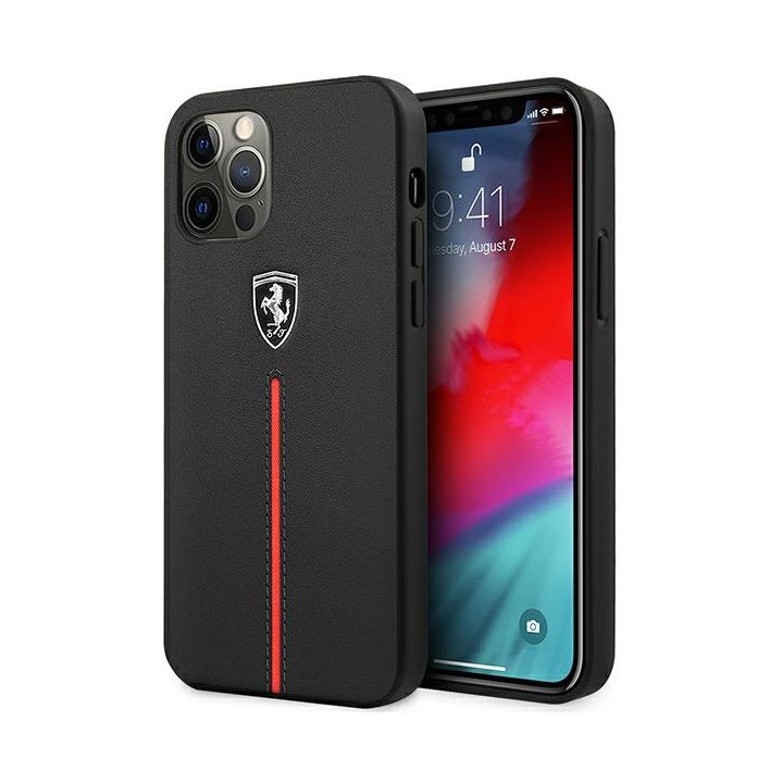 Ferrari FEOMSHCP12LBK iPhone 12 Pro Max czarny/black hardcase Off Track Leather Nylon Stripe na NearMe.pl
