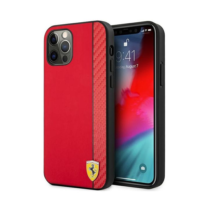 Ferrari FESAXHCP12LRE iPhone 12 Pro Max6,7" czerwony/red hardcase On Track Carbon Stripe na NearMe.pl