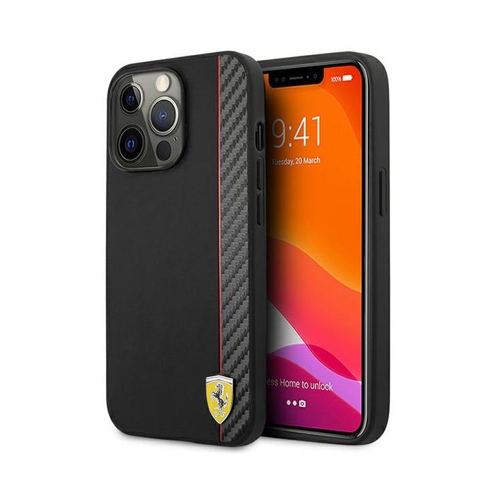 Ferrari FESAXHCP13XBK iPhone 13 Pro Max6,7" czarny/black hardcase On Track Carbon Stripe na NearMe.pl
