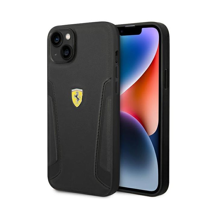 Ferrari FEHCP14MRBUK iPhone 14 Plus / 15 Plus 6.7" czarny/black hardcase Leather Stamp Sides na NearMe.pl