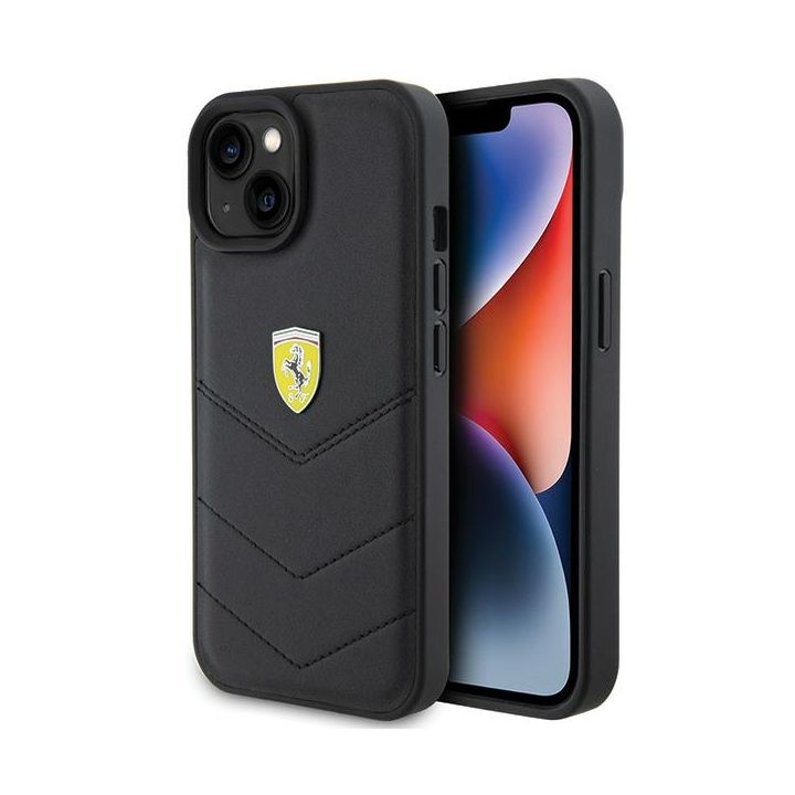 Ferrari FEHCP15SRDUK iPhone 15 / 14 / 13 6.1" czarny/black hardcase Quilted Metal Logo na NearMe.pl