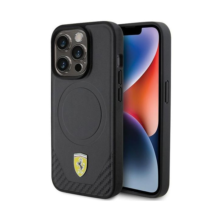 Ferrari FEHMP15LPTEK iPhone 15 Pro 6.1" czarny/black hardcase Carbon Metal Logo MagSafe na NearMe.pl