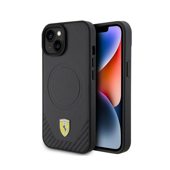 Ferrari FEHMP15SPTEK iPhone 15 / 14 / 13 6.1" czarny/black hardcase Carbon Metal Logo MagSafe na NearMe.pl