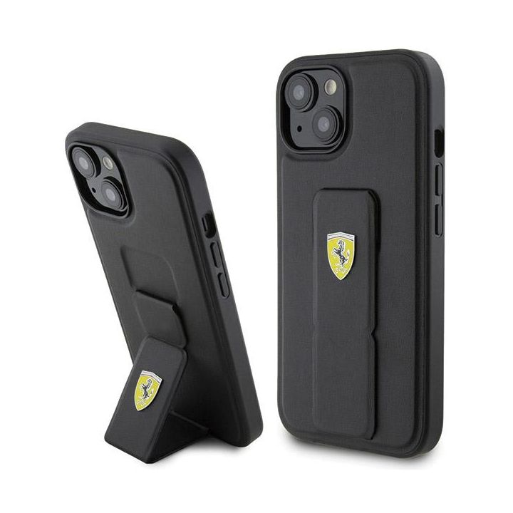 Ferrari FEHCP15SGSPSIK iPhone 15 / 14 / 13 6.1" czarny/black hardcase Grip Stand Metal Logo na NearMe.pl