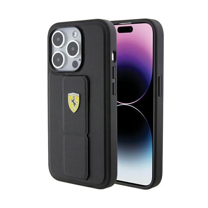 Ferrari FEHCP15XGSPSIK iPhone 15 Pro Max 6.7" czarny/black hardcase Grip Stand Metal Logo na NearMe.pl