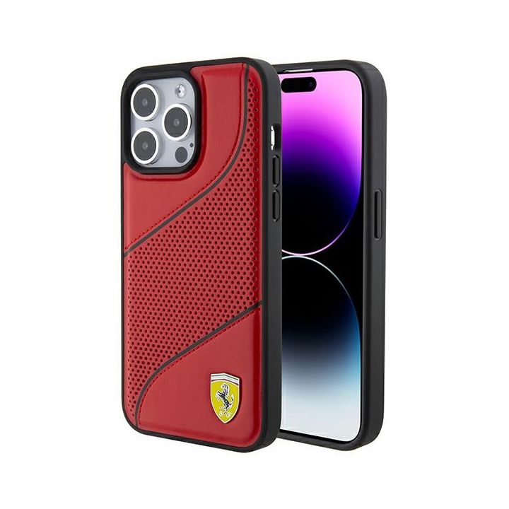 Ferrari FEHCP15LPWAR iPhone 15 Pro 6.1" czerwony/red hardcase Perforated Waves Metal Logo na NearMe.pl