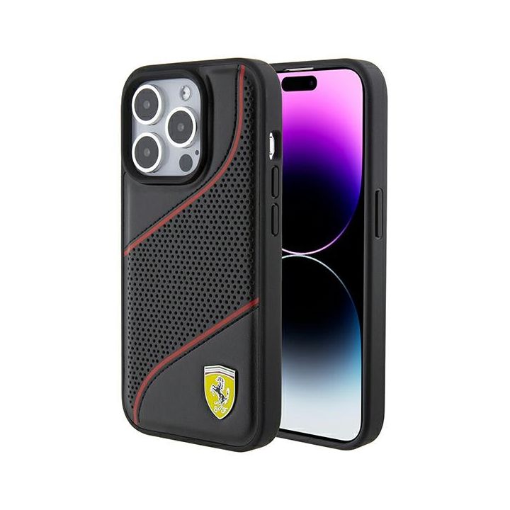 Ferrari FEHCP15LPWAK iPhone 15 Pro 6.1" czarny/black hardcase Perforated Waves Metal Logo na NearMe.pl