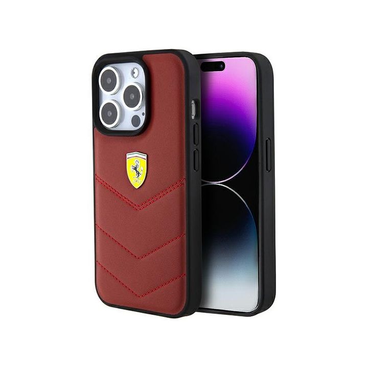 Ferrari FEHCP15LRDUR iPhone 15 Pro 6.1" czerwony/red hardcase Leather Stitched Lines na NearMe.pl