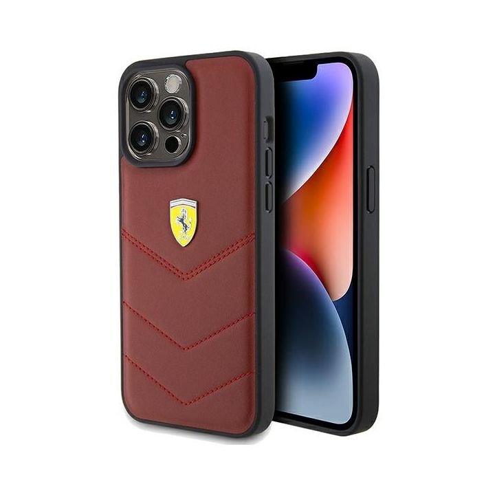 Ferrari FEHCP15XRDUR iPhone 15 Pro Max 6.7" czerwony/red hardcase Leather Stitched Lines na NearMe.pl
