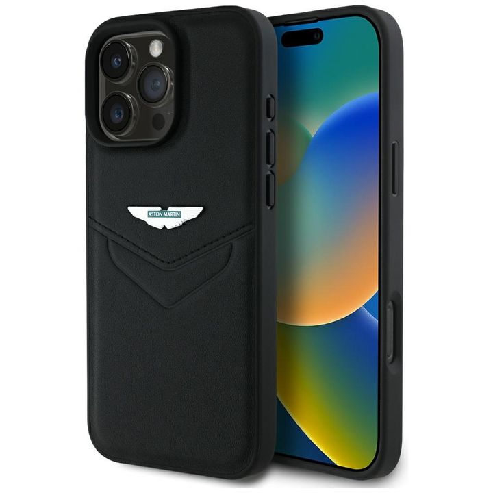 Etui Aston Martin HC Leather Victory     Design do iPhone 16 Pro czarny na NearMe.pl