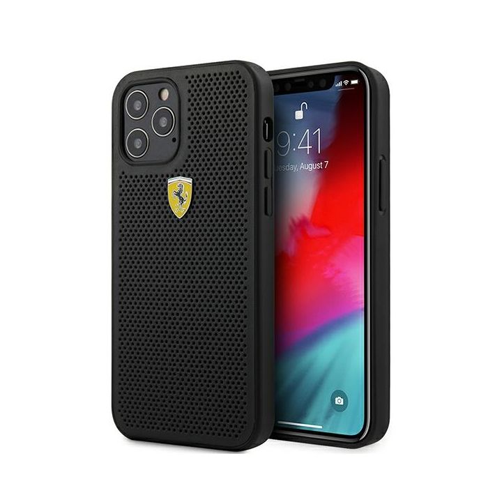 Ferrari FESPEHCP12MBK iPhone12/12 Pro 6,1" czarny/black hardcase On Track Perforated na NearMe.pl