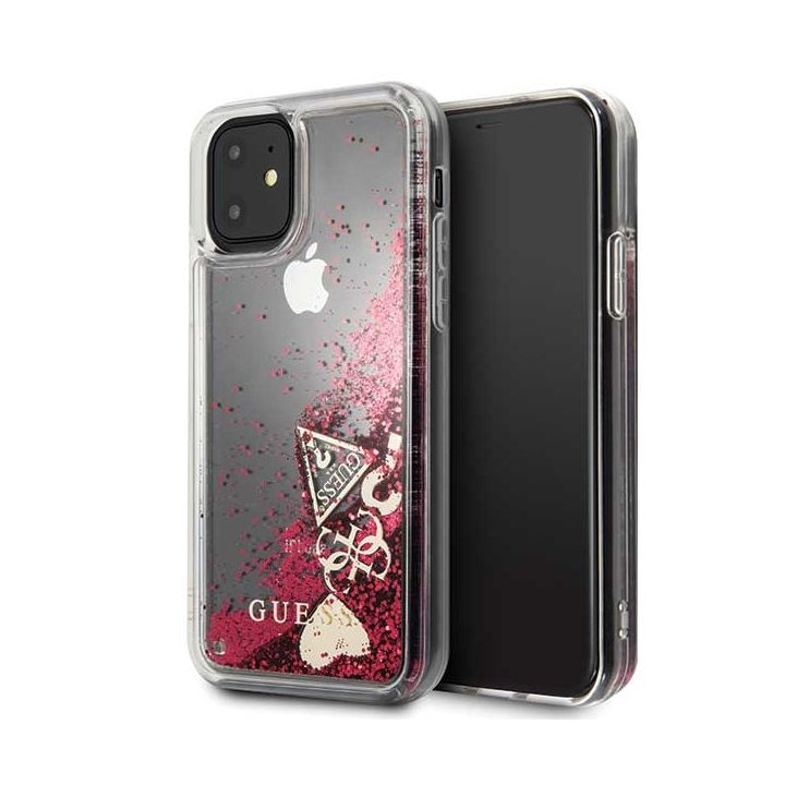 Guess GUHCN61GLHFLRA iPhone 11 6,1" / Xrraspberry hard case Glitter Hearts na NearMe.pl