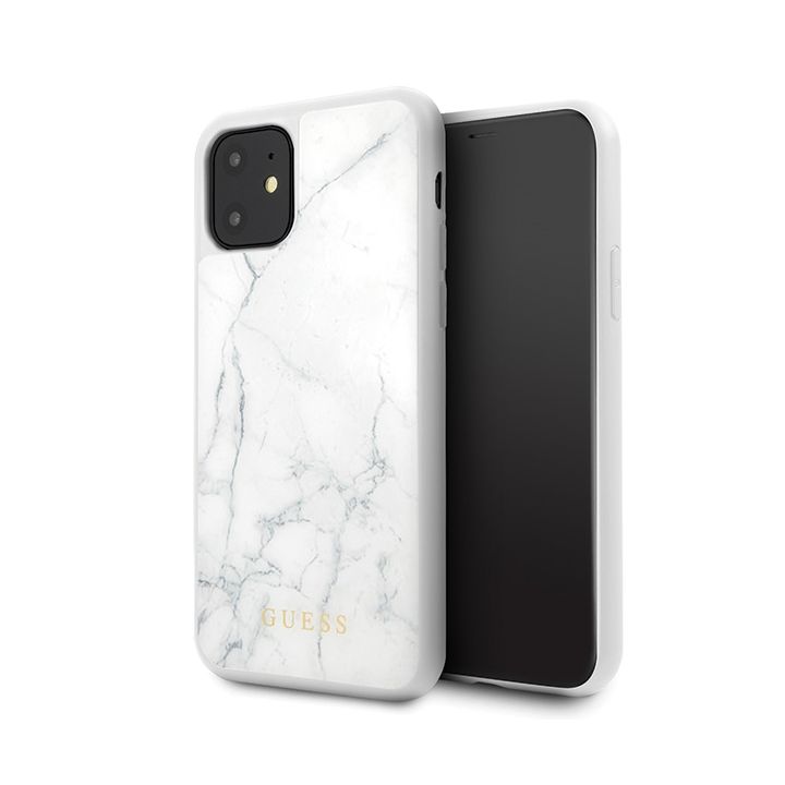 Guess GUHCN61HYMAWH iPhone 11 6,1" / Xrbiały/white Marble tempered glass na NearMe.pl