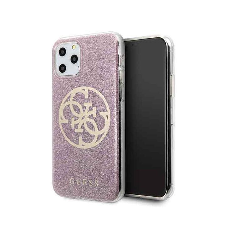 Guess GUHCN58PCUGLPI iPhone 11 Proróżowy/pink hard case 4G Circle Glitter na NearMe.pl