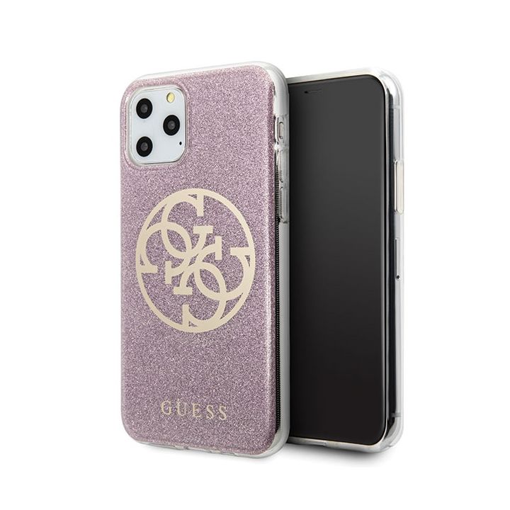 Guess GUHCN65PCUGLPI iPhone 11 Pro Max różowy/pink hard case 4G Circle Glitter na NearMe.pl