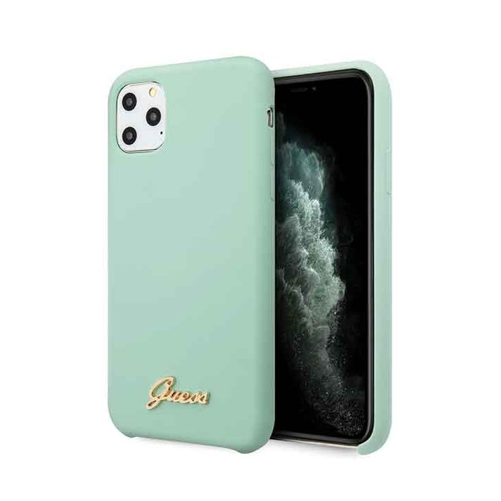 Guess GUHCN58LSLMGG iPhone 11 Pro zielony/green hard case Silicone Vintage Gold Logo na NearMe.pl